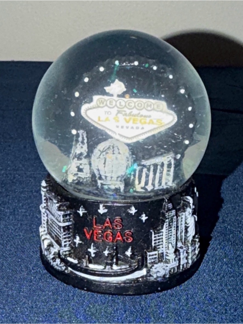 Las Vegas Black Snow Globe Home Art Decor
